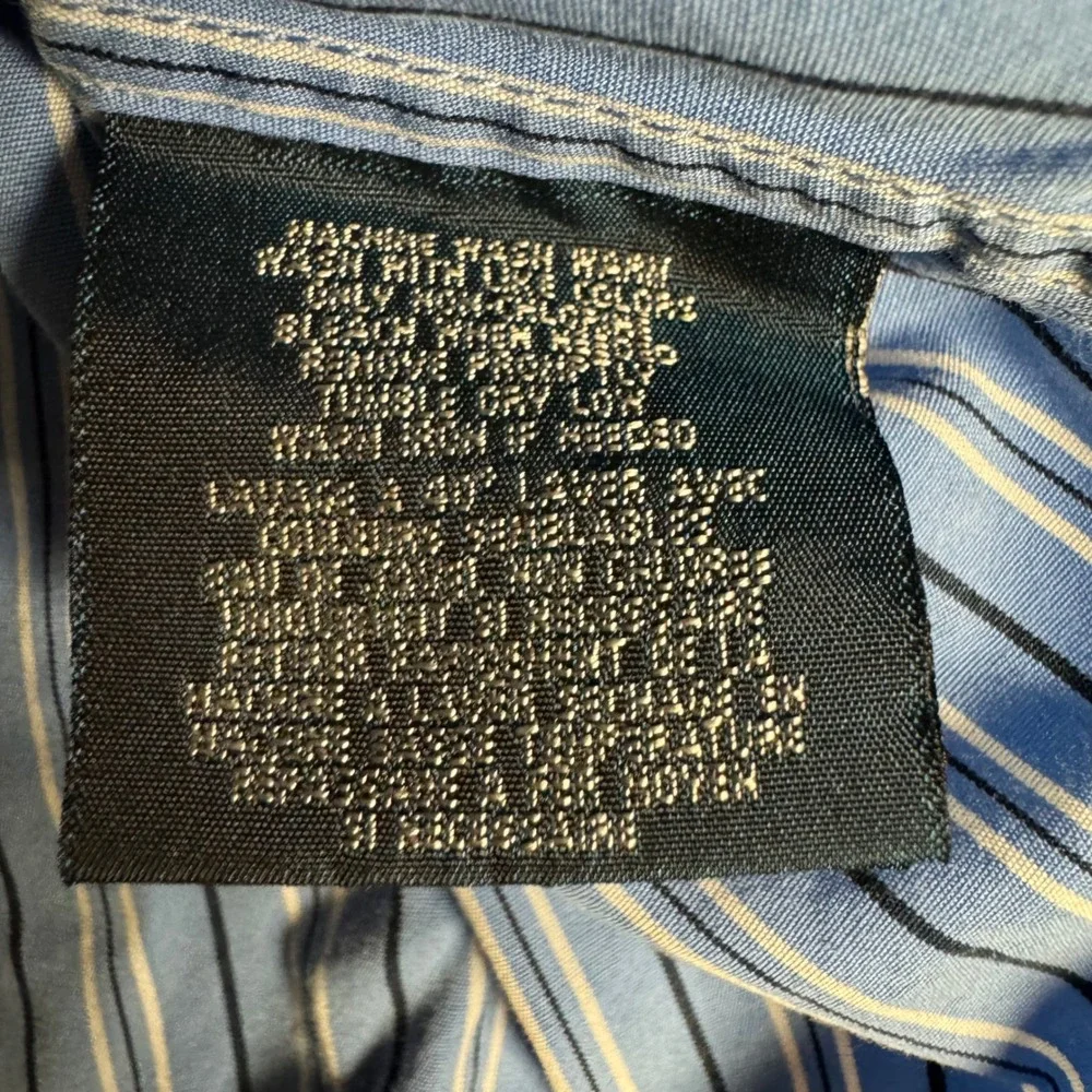 Ralph Lauren Striped Button Down Shirt Boys Size 18 Blue‎ White Pony Logo